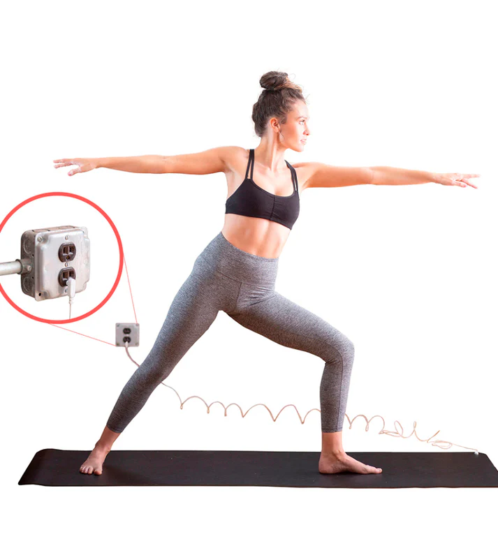 How to set up your grounding yoga mat. Easily set up your grounding yoga mat by connecting the included grounding wire to your wall outlet, allowing you to stay grounded and enjoy improved health and well-being during your workouts.