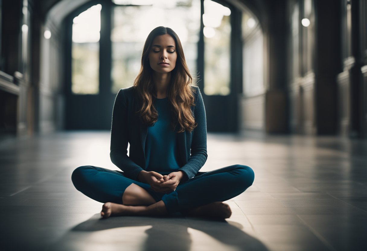 Woman Using Meditation as a Grounding Technique for Panic Attack